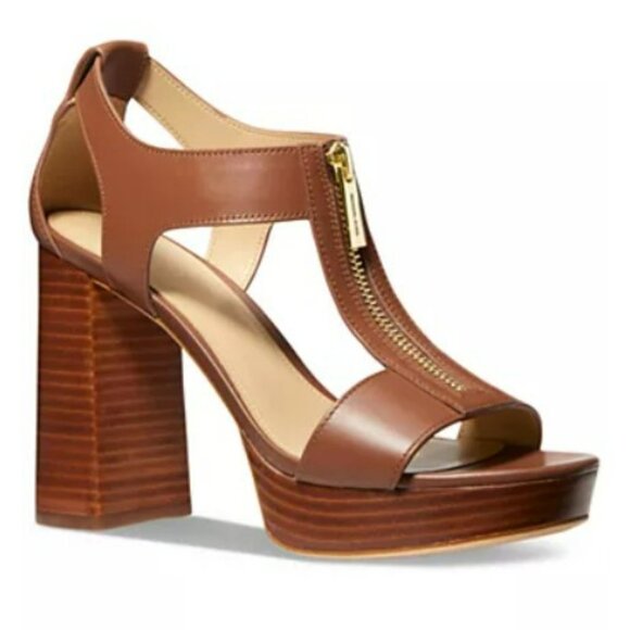 Michael Kors Berkley Mid-Platform T Strap Sandals - Picture 1 of 8